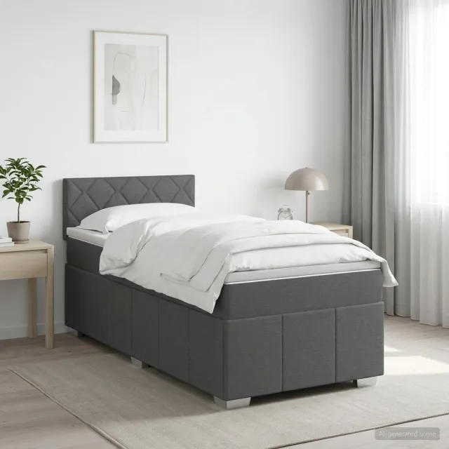 vidaXL Boxspringbed met matras Donkergrijs 90 x 190 cm Stof