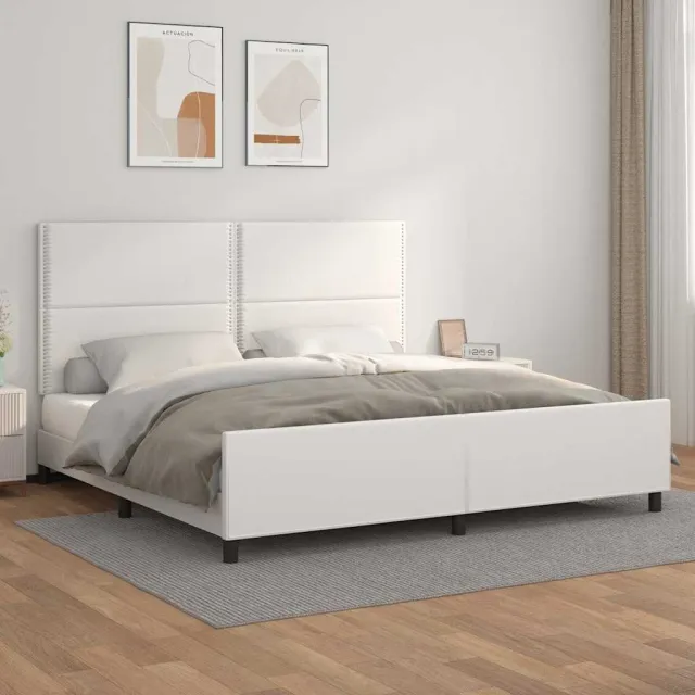 vidaXL Bedframe met hoofdbord kunstleer wit 200x200 cm
