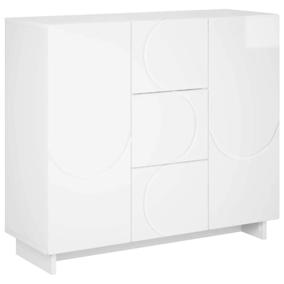 vidaXL Dressoir Hoogglans Wit 85,5 x 31 x 75 cm Bewerkt hout, foto 3