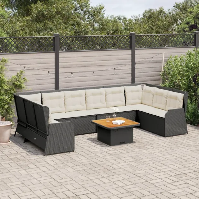 vidaXL 7-delige Loungeset met kussens poly rattan zwart, foto 2