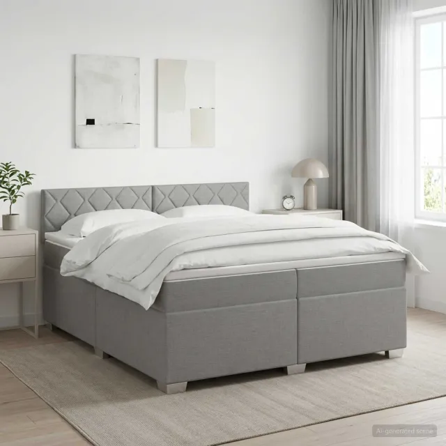 vidaXL Boxspringbed met matras Lichtgrijs 200 x 200 cm Stof