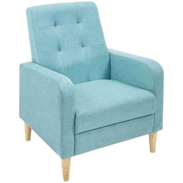 Klarven Relaxstoel Blauw - Houten Relaxstoel - Recliner - Ergonomisch zitcomfort, ruime zitting - Draagvermogen tot 150 kg - Stevig frame - B68xh90,5xd73,5cm