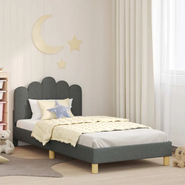 vidaXL Bedframe voor kinderen met hoofdbord Donkergrijs 80 x 200 cm