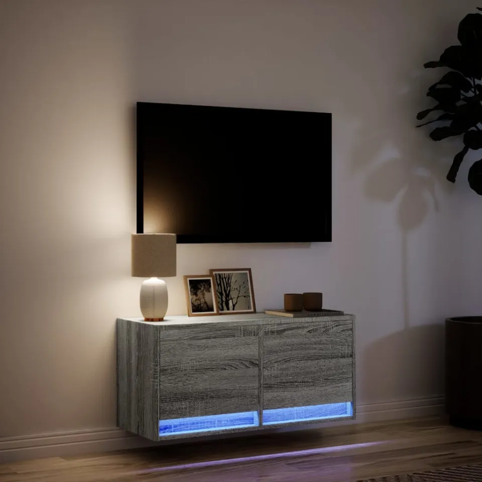 vidaXL Tv-wandmeubel met LED 80x31x35 cm grijs sonoma eikenkleurig, foto 4