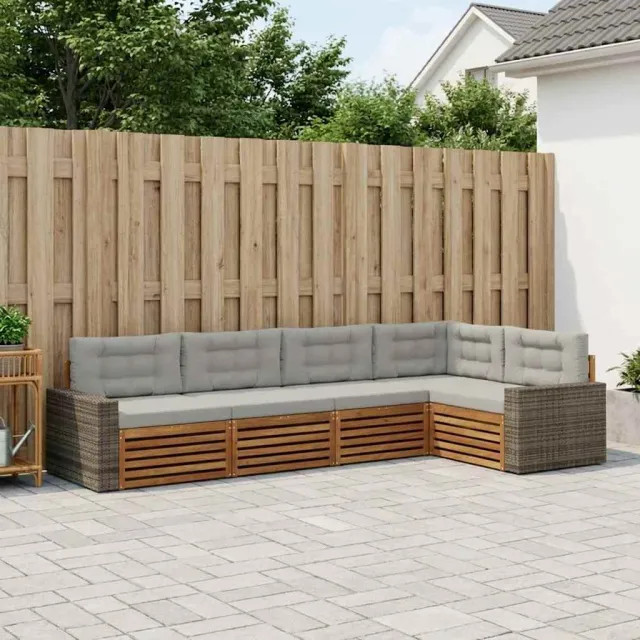 vidaXL Buiten bankenset 5 st Naturel en lichtgrijs Polyester Bruin