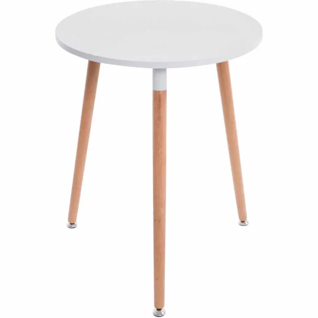 CLP Design keukentafel AMALIE - Ø 60 cm, hout, driepotig, met vloerbeschermer wit natura
