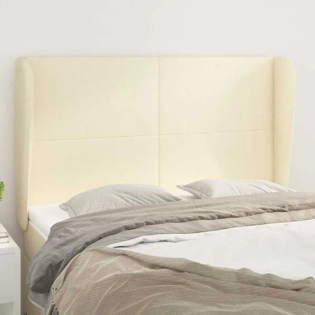 vidaXL Hoofdbord met randen 147x23x118/128 cm kunstleer crèmekleurig