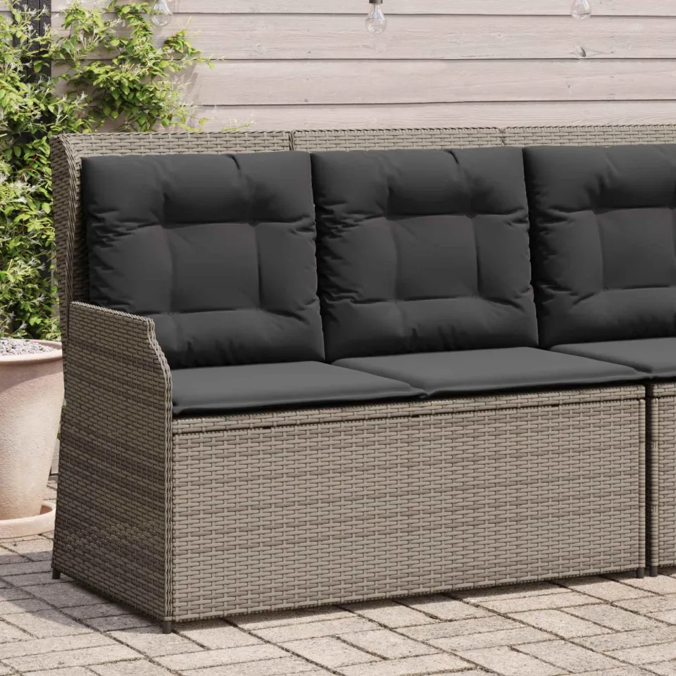 vidaXL Tuinbank Grijs poly rattan, foto 3