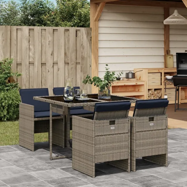 vidaXL 5-delige tuinset met kussens, grijs polyrotan, foto 2