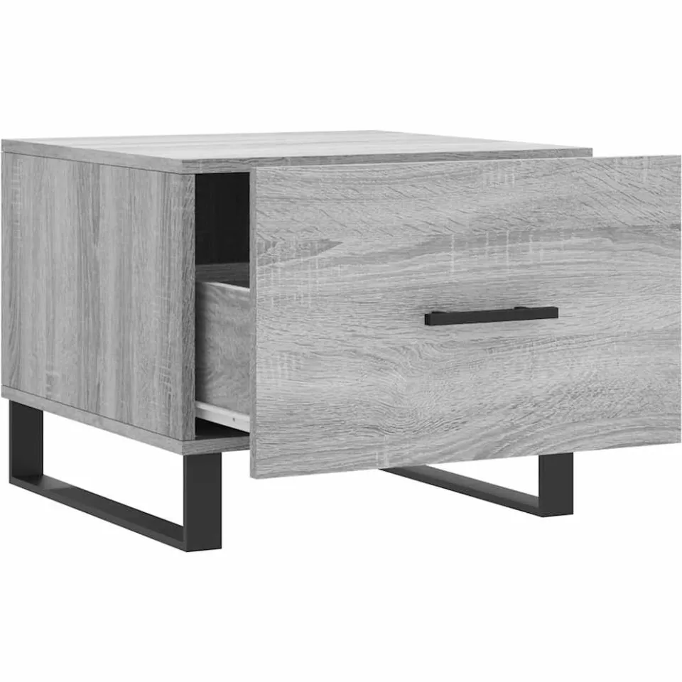 vidaXL Salontafel 50x50x40 cm bewerkt hout grijs sonoma eiken, foto 4