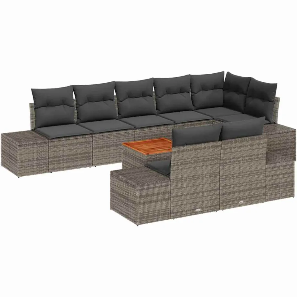 vidaXL Tuin Sofa Set 9 st Grijs
