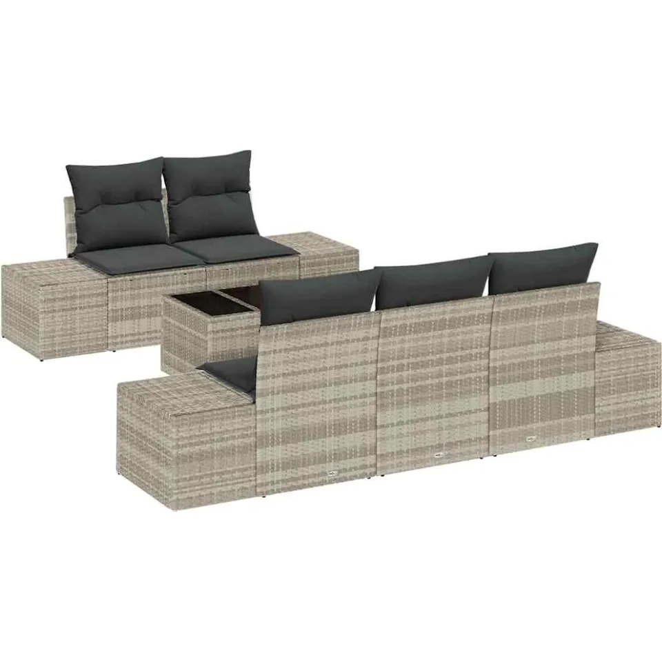 vidaXL Tuin Sofa Set 6 st Licht Grijs en Donker Grijs poly rattan Lichtgrijs