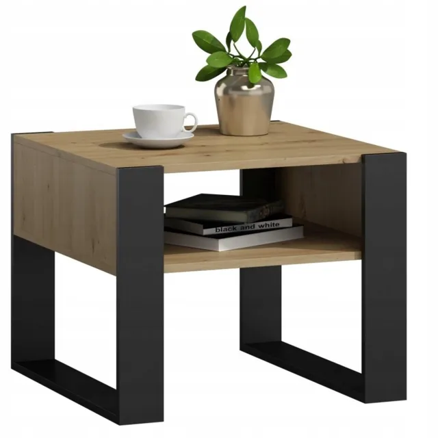 Per La Vita Kaja - Vierkante Salontafel - 60 x 60 cm - Eikenlook/zwart Eikenlook;Zwart