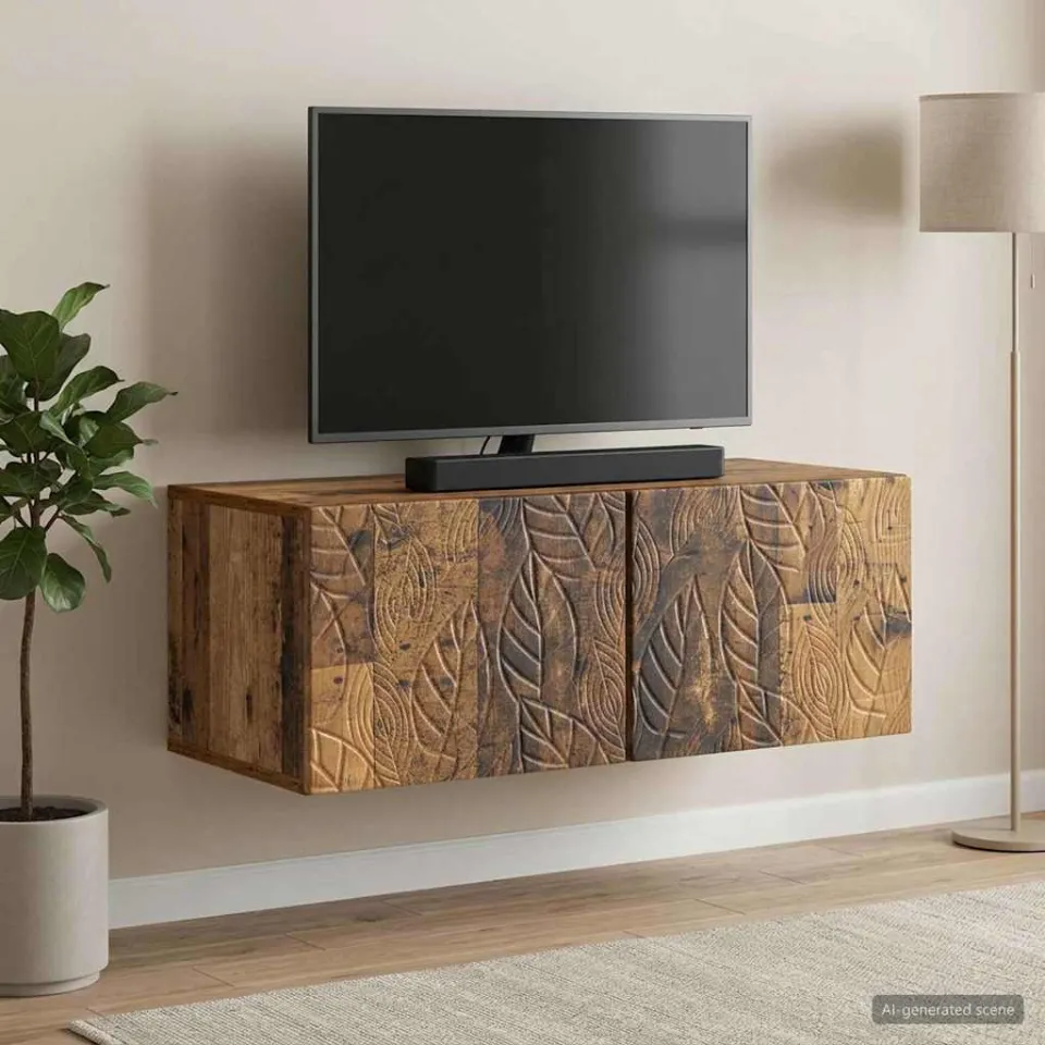vidaXL Wandbeugel TV-kast 59,5 x 41 x 30 cm Oud hout Bewerkt hout bruin, foto 2
