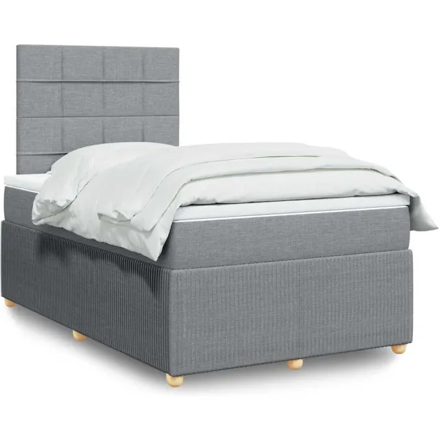 vidaXL Boxspring met matras stof lichtgrijs 120x190 cm grijs