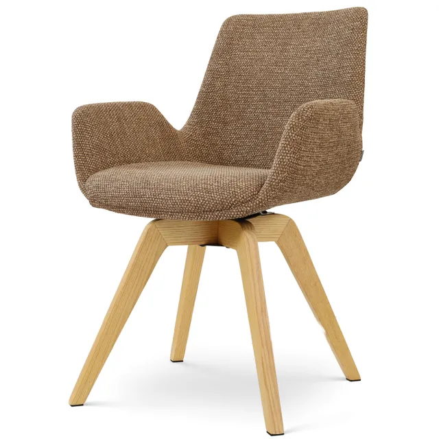Nolon Noor-Eef draaibare eetkamerstoel bruin blend - houten onderstel