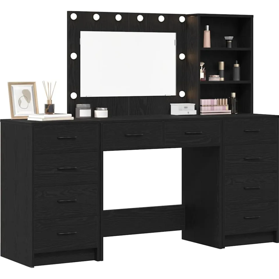 vidaXL Plafondtafel 3 st Zwart Eiken 78,5 x 41 x 135 cm Bewerkt hout