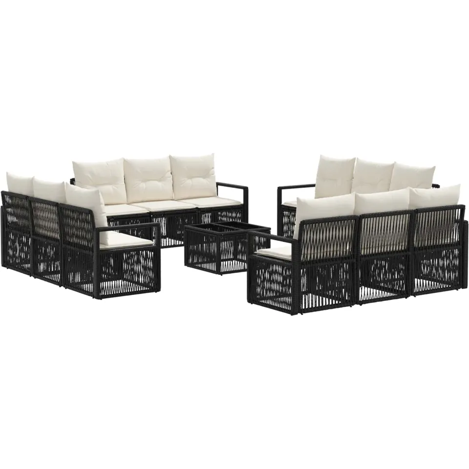 vidaXL Tuinbankenset 13 st Zwart poly rattan, foto 3