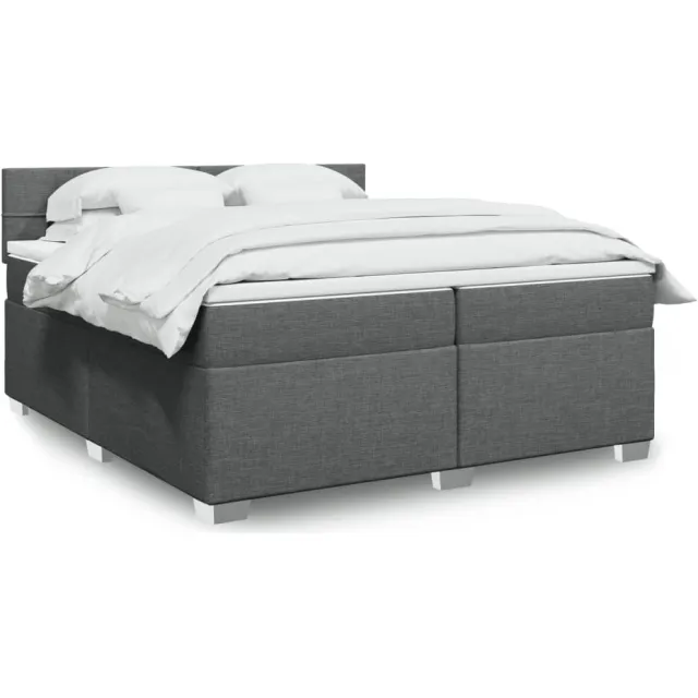 vidaXL Boxspring met matras stof donkergrijs 200x200 cm grijs