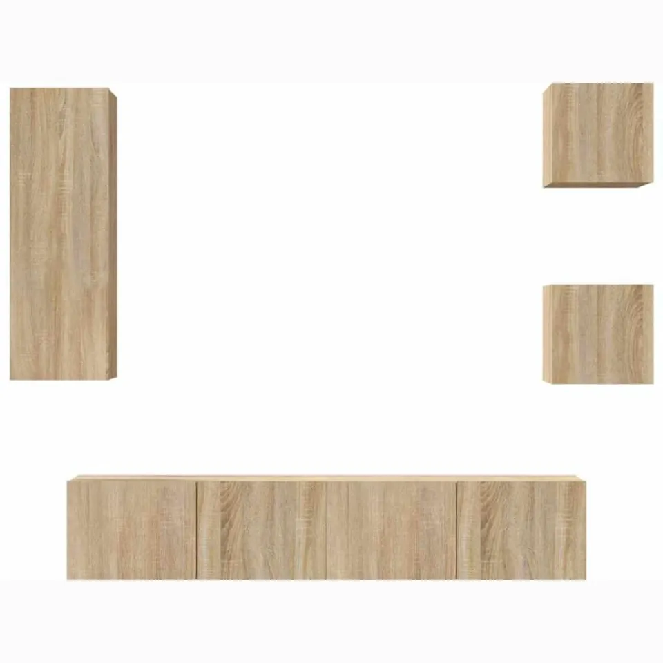 vidaXL 5-delige Tv-meubelset bewerkt hout sonoma eikenkleurig Bruin
