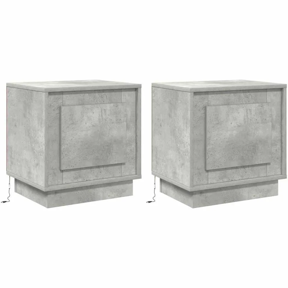 vidaXL Nachtkastje 2 st Beton Grijs 44 x 34,5 x 45 cm Bewerkt hout, foto 3