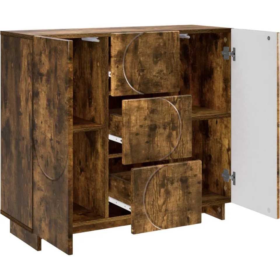vidaXL Dressoir Gerookt eiken 85,5 x 31 x 75 cm Bewerkt hout Bruin