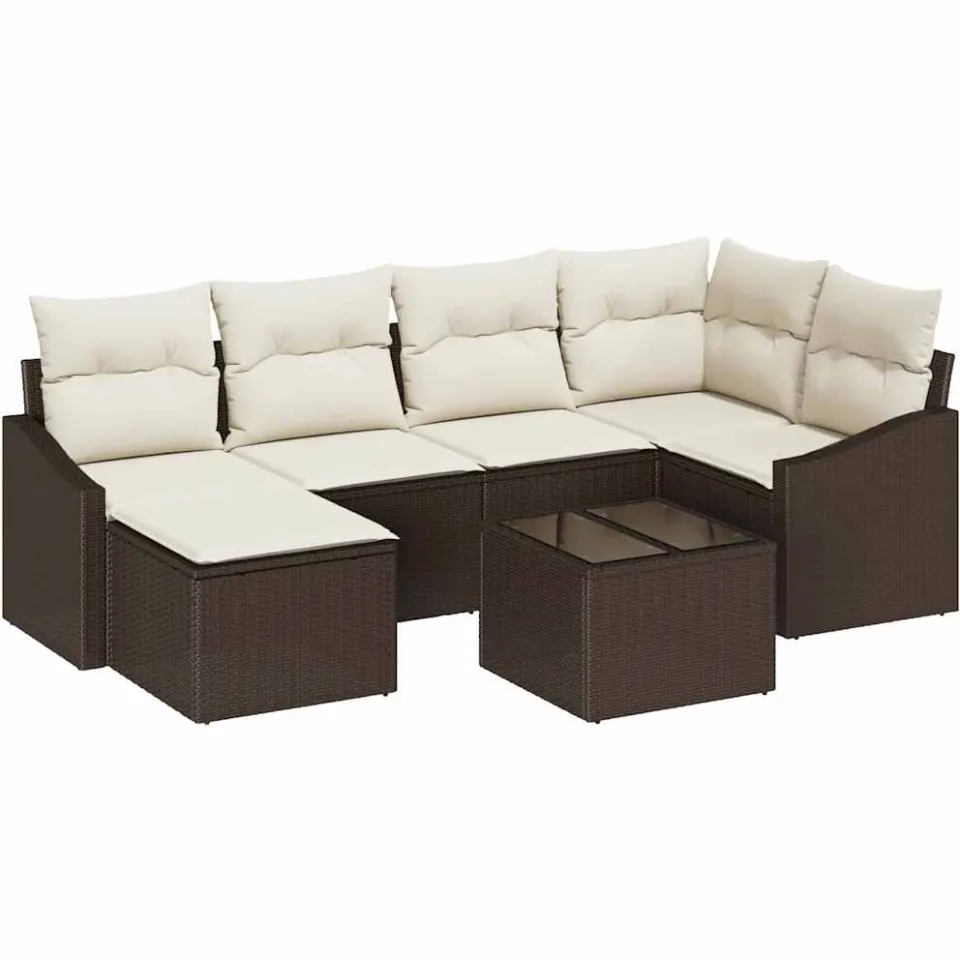 vidaXL Tuin Eetset 7 st Bruin en Crème
