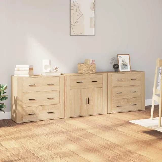 vidaXL Dressoirs 3 st bewerkt hout sonoma eiken, foto 2