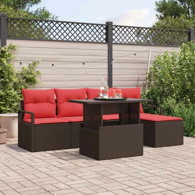 vidaXL Tuin Sofa Set 6 st Bruin Poly riet, foto 2