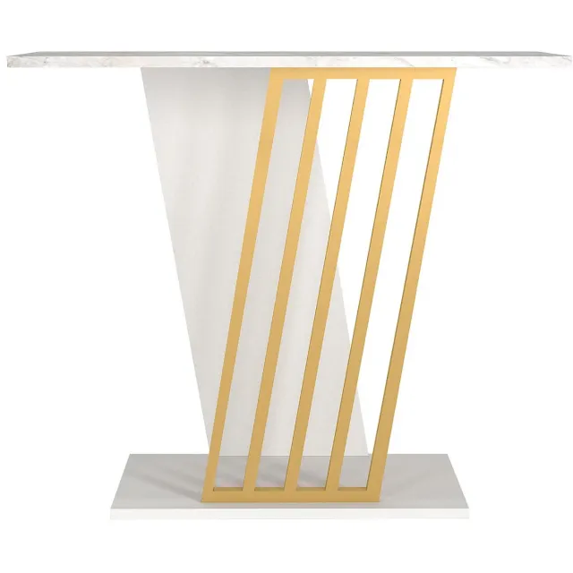 Vente-unique Sidetable - Look van wit marmer en goud - ORSONA Wit, Goudkleurig