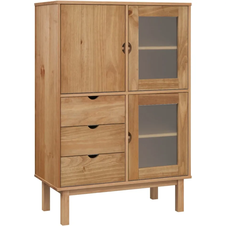 vidaXL Hoge kast OTTA 85x43x125 cm massief grenenhout bruin, foto 3