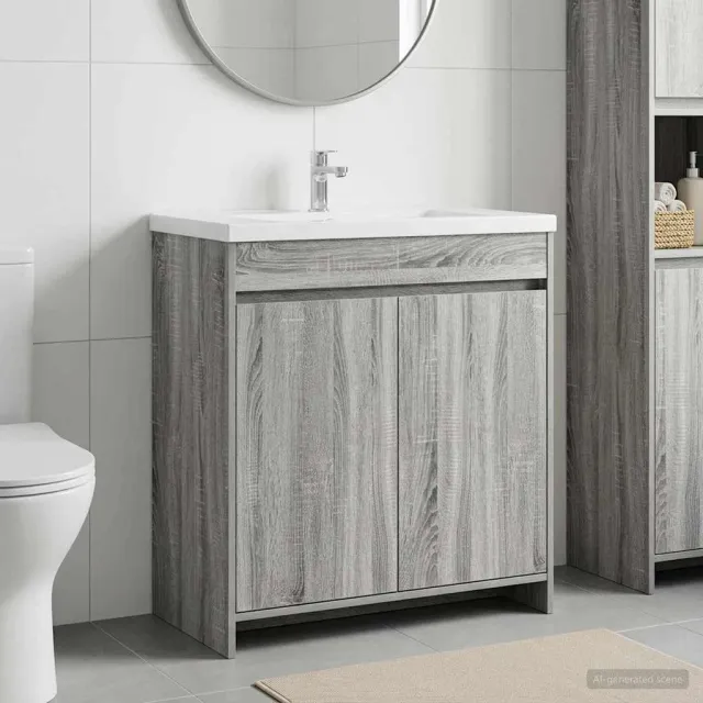 vidaXL Badkamer onder wastafel kast Grijs Sonoma 78,5 x 37,5 x 81 cm