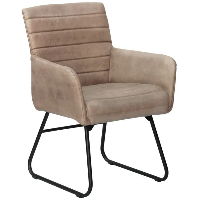 MASSIVMOEBEL24 .DE gestoffeerde stoel beige echt leer (buffel) deels gemonteerd IRON LABEL #05