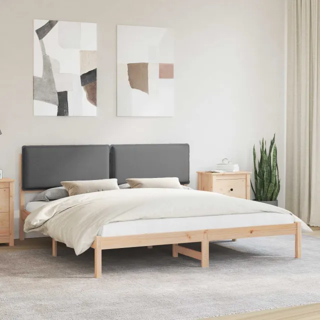 vidaXL Bedframe met Gevoerd Hoofdgedeelte Donkergrijs 200 x 200 cm grijs