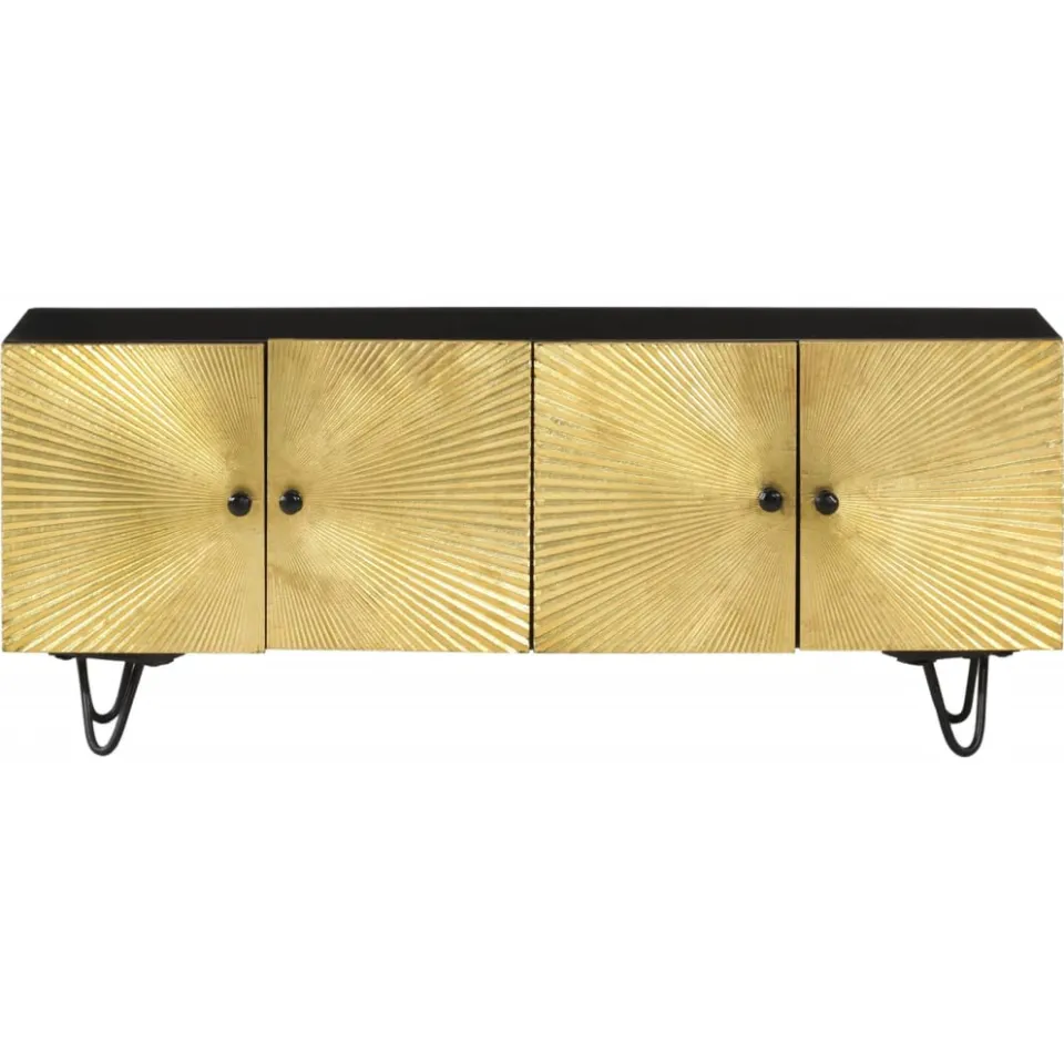 vidaXL Tv-meubel 110x30x45 cm massief mangohout goud, foto 3