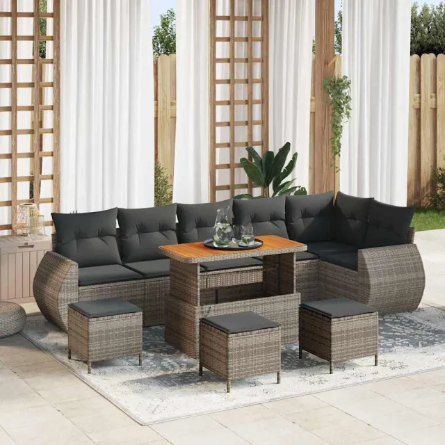 vidaXL Tuinbankenset 10 st Grijs poly rattan