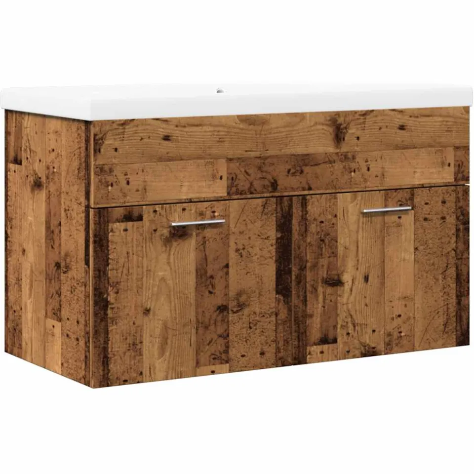 vidaXL 2-delige Badkamermeubelset bewerkt hout oud houtkleurig bruin, foto 3