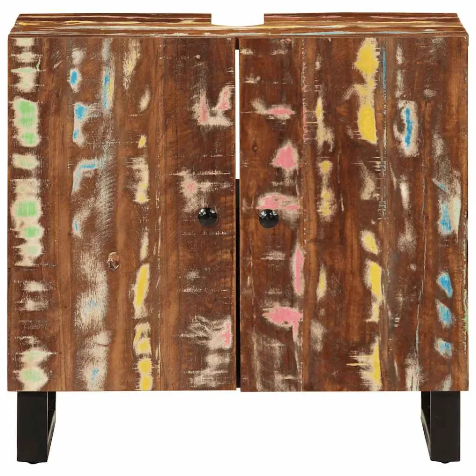 vidaXL Wastafelkast 62x33x58 cm massief recycled hout en bewerkt hout meerkleurig, foto 2