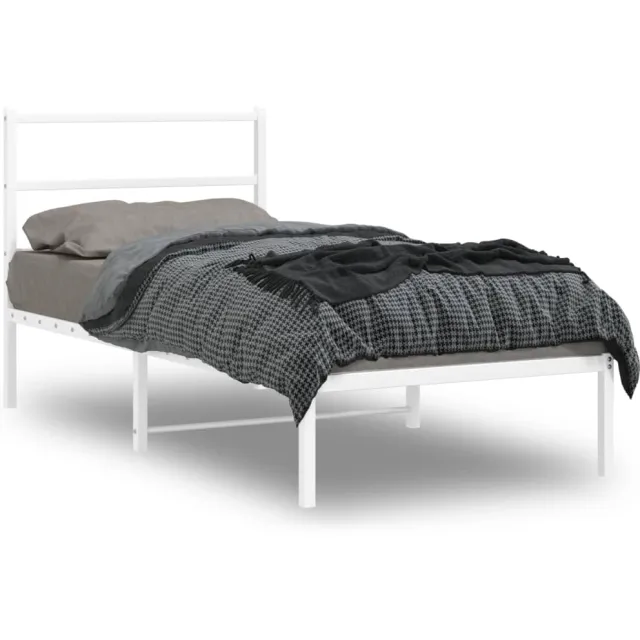 vidaXL Bedframe met hoofdbord metaal wit 90x200 cm