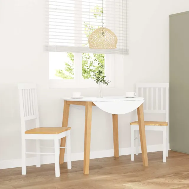 vidaXL Eetkamerstoelen 2 st massief hout rubber wit, foto 2