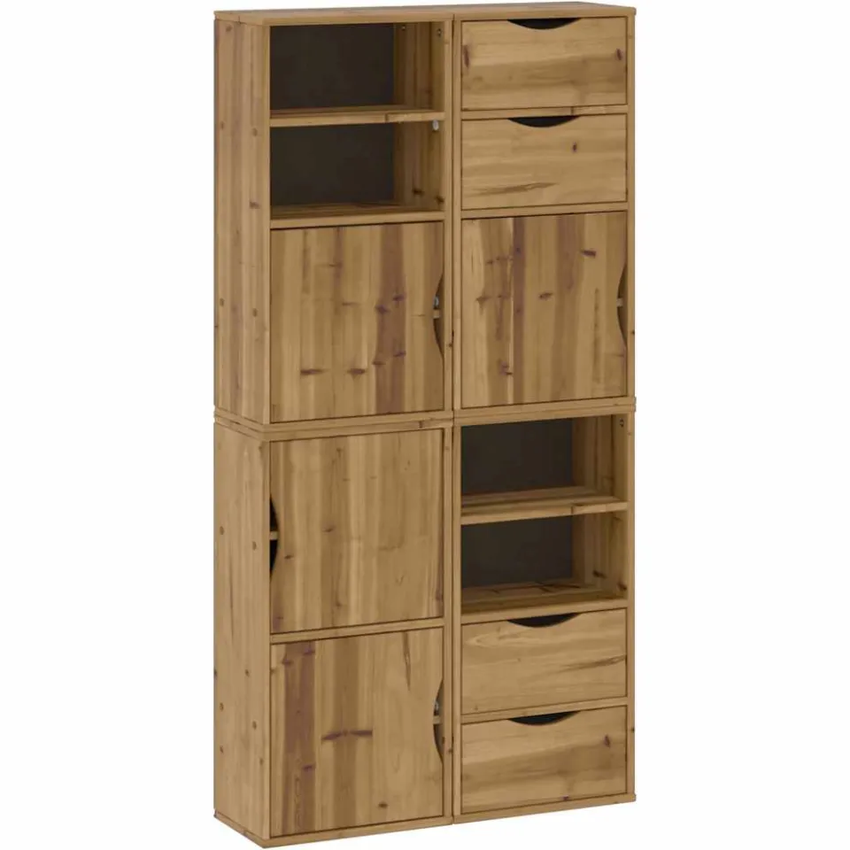 vidaXL Bijzetkasten 4 st ODDA 40x24x79 cm massief grenenhout Bruin