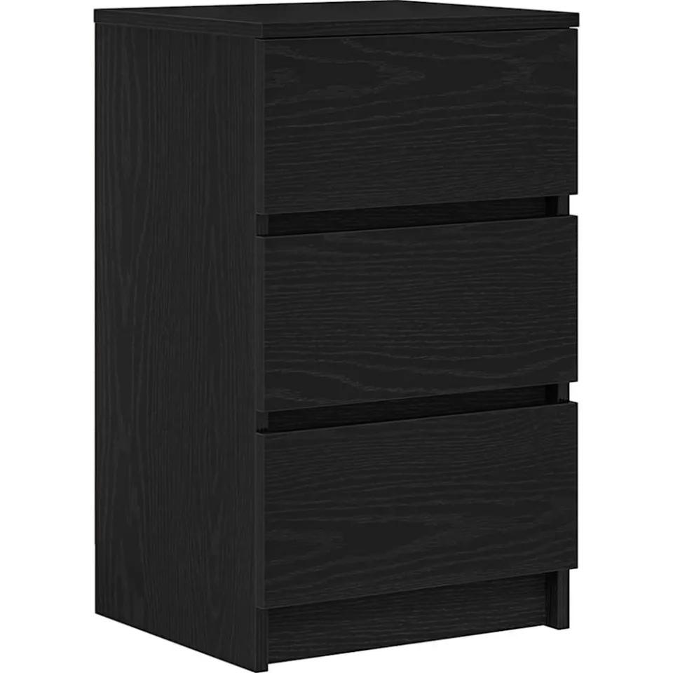 vidaXL Nachtkastje met 3 lades 39x35x65 cm zwart