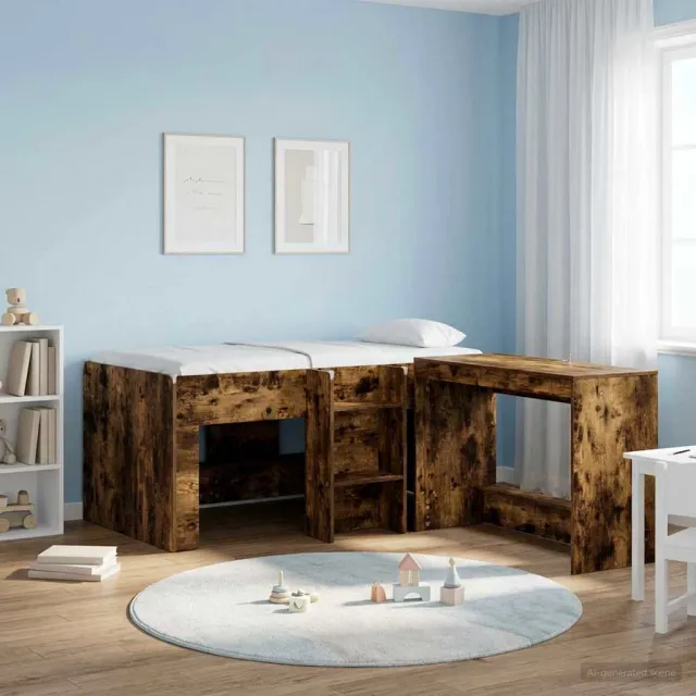 vidaXL Kinder Hoogslaper Gerookt eiken 80 x 160 cm Bewerkt hout Bruin