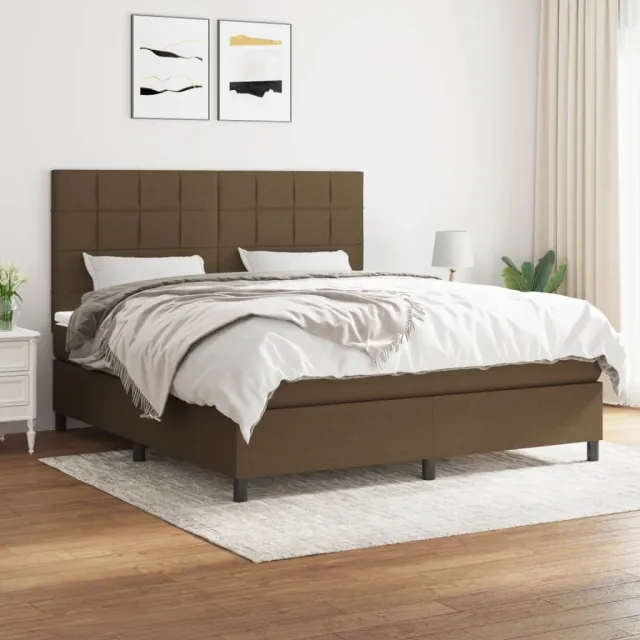 vidaXL Boxspring met matras stof donkerbruin 180x200 cm bruin