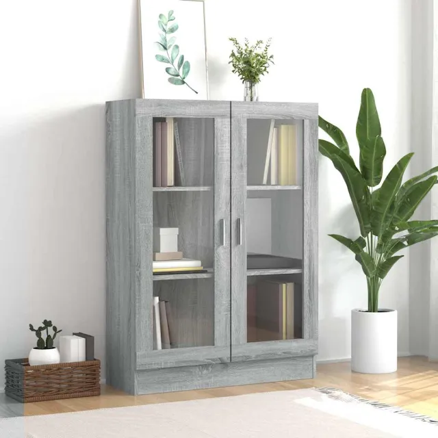 vidaXL Vitrinekast 82,5x30,5x115 cm bewerkt hout grijs sonoma eiken, foto 2