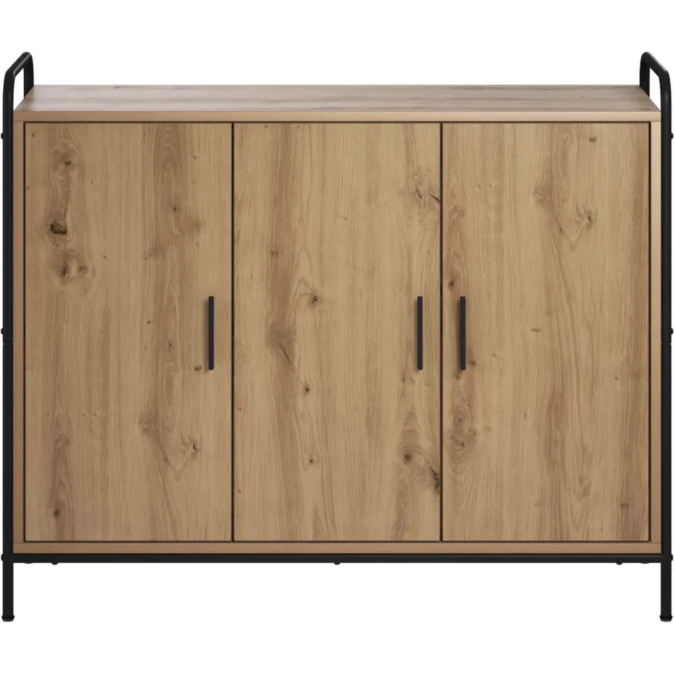 vidaXL Dressoir Artisanaal eiken 97 x 33 x 81 cm Bewerkt hout, foto 4