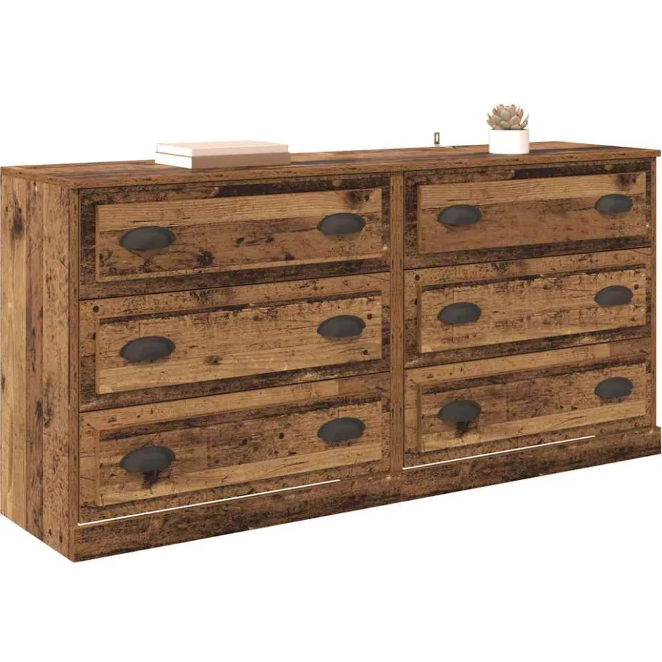vidaXL Dressoirs 2 st Oud Hout 70 x 35,5 x 67,5 cm Bewerkt hout Bruin