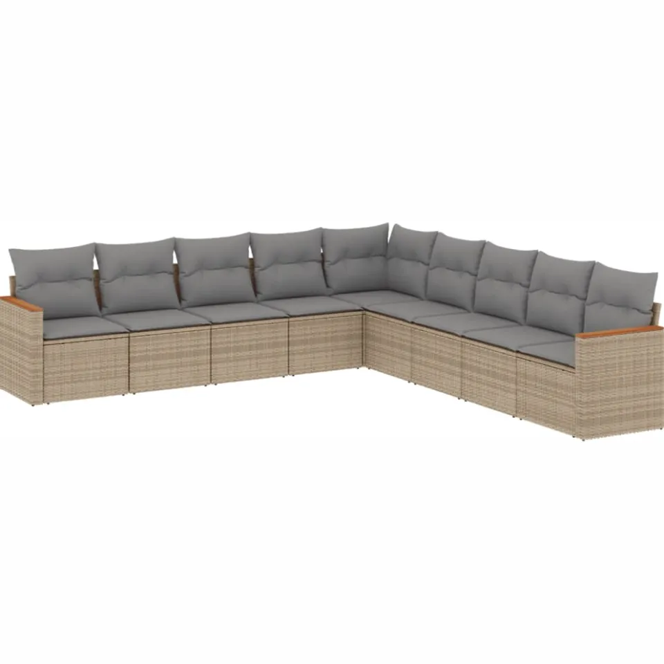 vidaXL Patio Sofa Set 9-zits Beige and Grey, foto 3