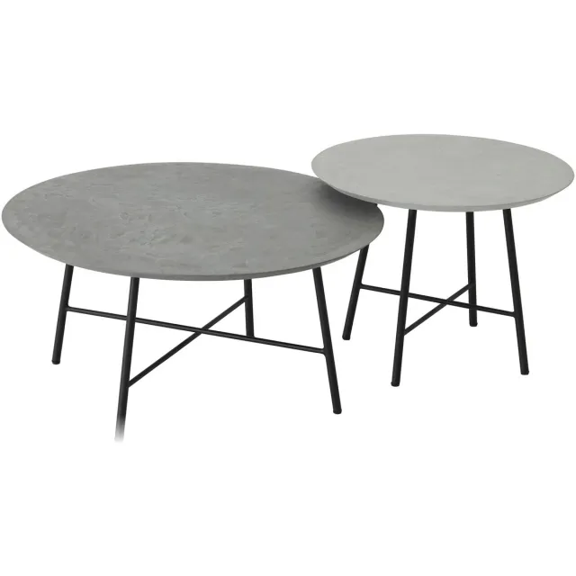 DTP Home Delta Air Salontafel Set van 2 - Mortex - Frost & Dusk - Rond - Ø50 & Ø70 cm Grijs