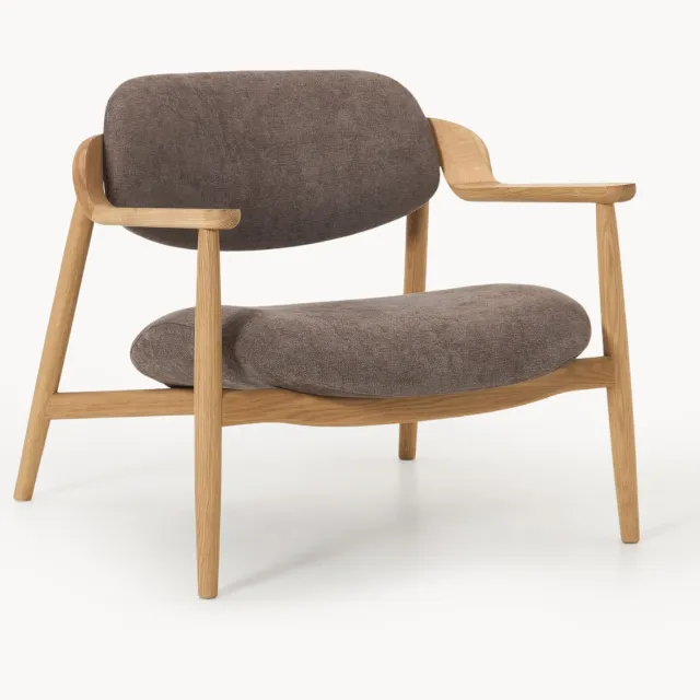 Westwing Collection Loungefauteuil Rae van eikenhout Taupe